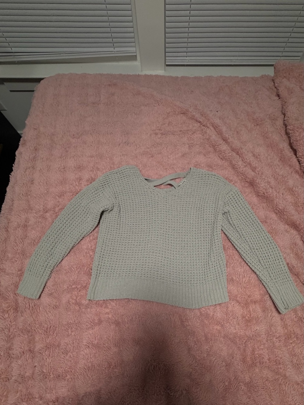 Cozy Light Gray Waffle-Knit Women's Pullover Sweater